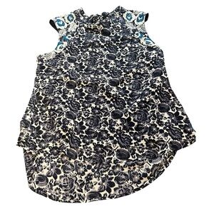 Roar Navy and White Patterned Top